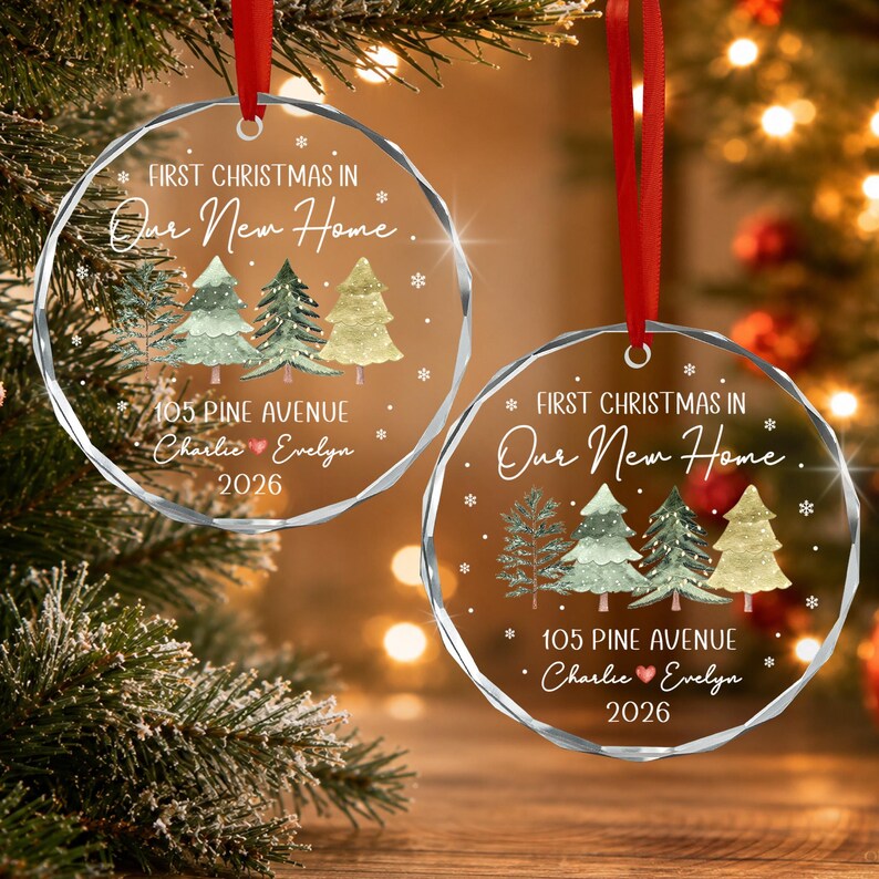 New Home Couple Crystal Glass Ornament