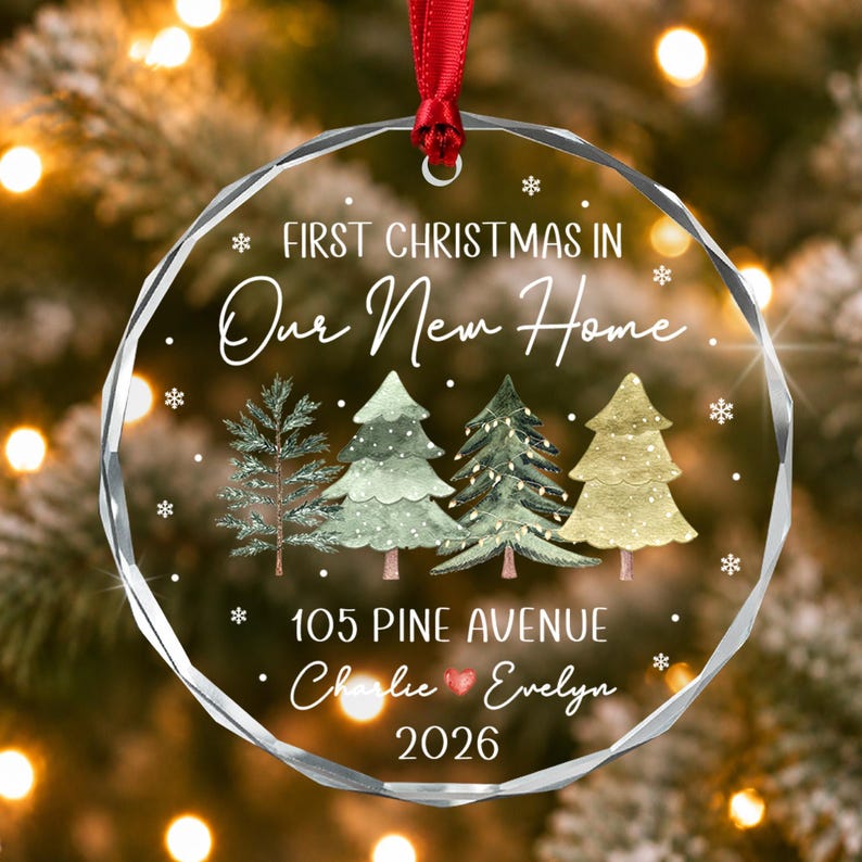 New Home Couple Crystal Glass Ornament