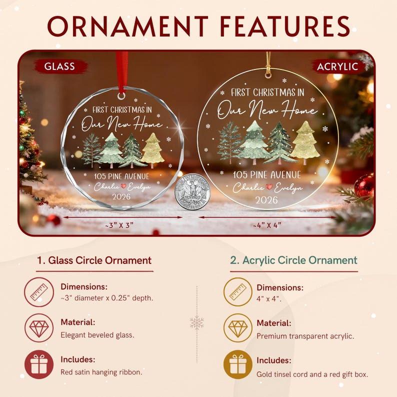 New Home Couple Crystal Glass Ornament