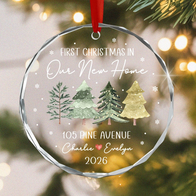 New Home Couple Crystal Glass Ornament
