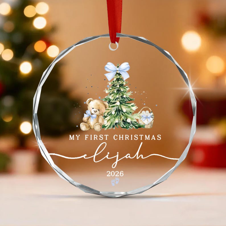Baby Boy Teddy Bear Ornament 2026