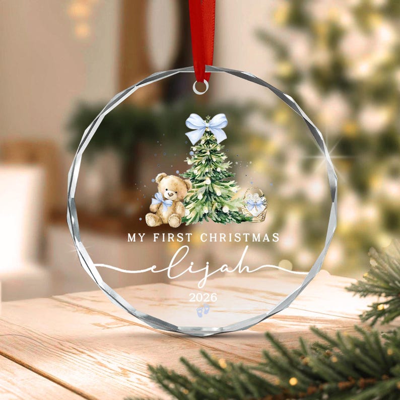 Baby Boy Teddy Bear Ornament 2026
