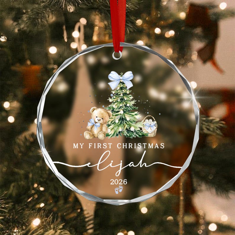 Baby Boy Teddy Bear Ornament 2026