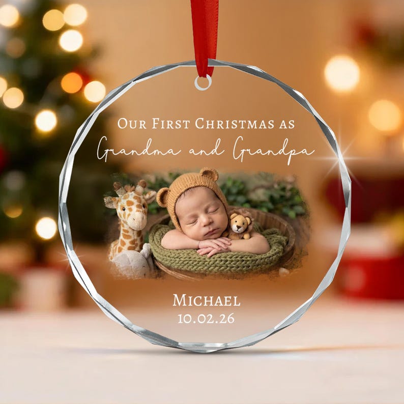 Grandma & Grandpa Baby Photo Ornament 2026