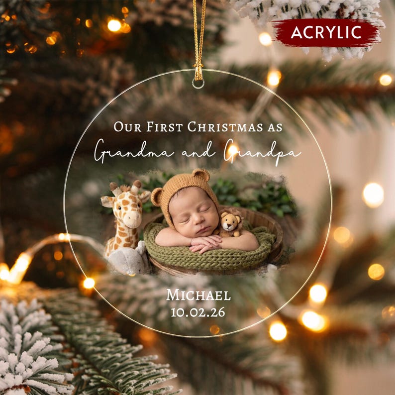 Grandma & Grandpa Baby Photo Ornament 2026