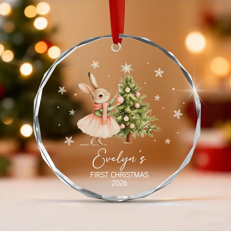Baby Rabbit Name & Year Christmas Ornament