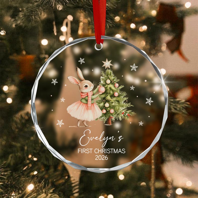 Baby Rabbit Name & Year Christmas Ornament