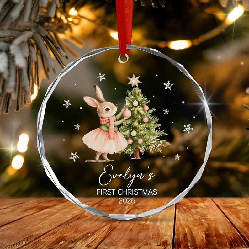 Baby Rabbit Name & Year Christmas Ornament
