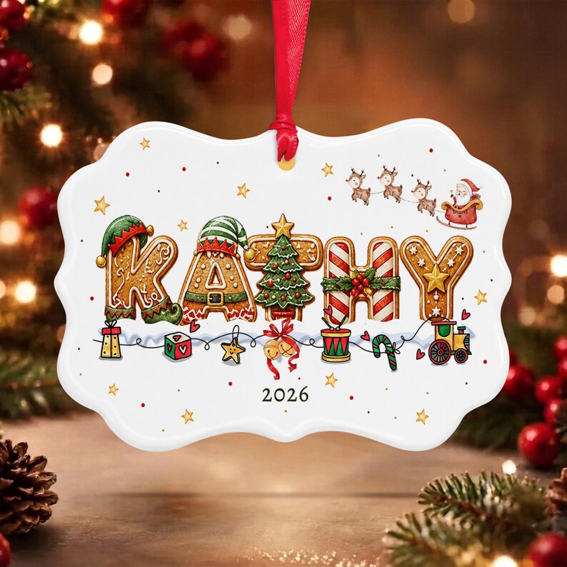 Gingerbread Alphabet Name & Year Ornament
