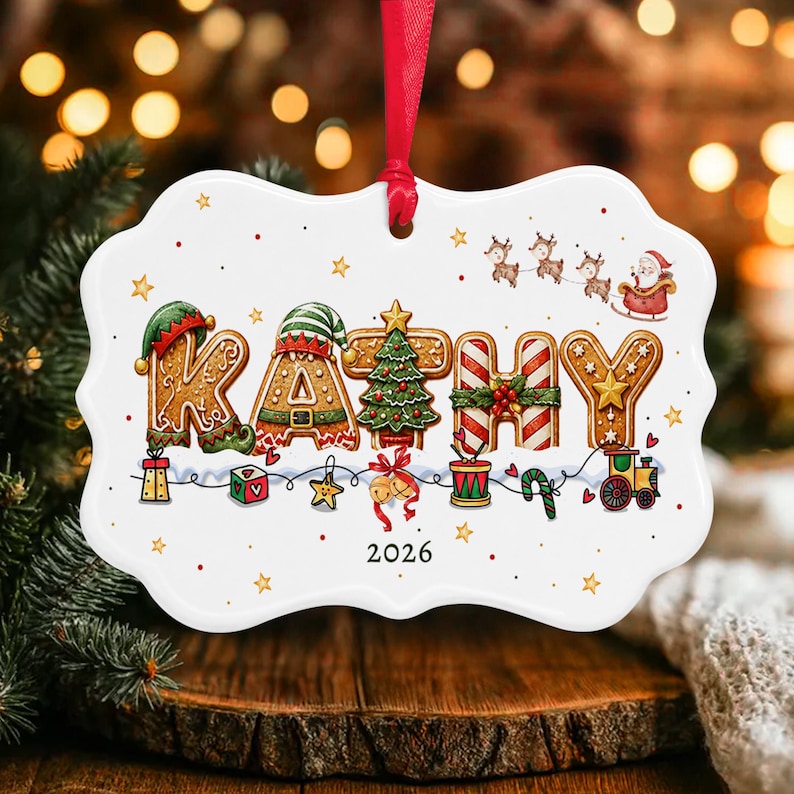 Gingerbread Alphabet Name & Year Ornament