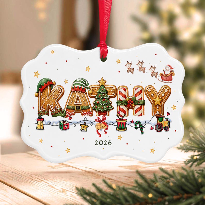 Gingerbread Alphabet Name & Year Ornament