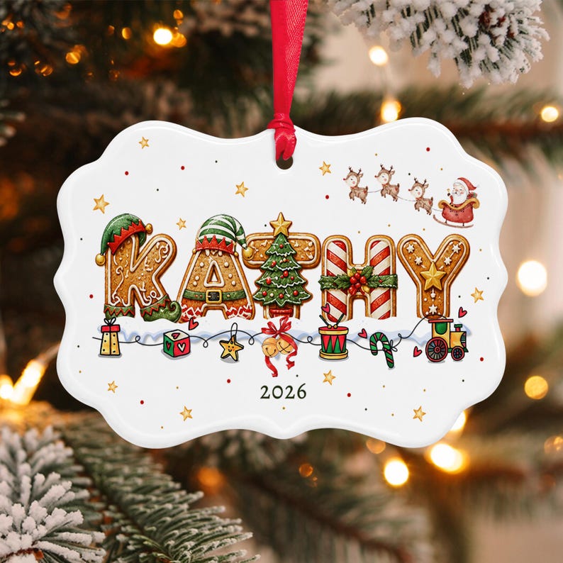 Gingerbread Alphabet Name & Year Ornament