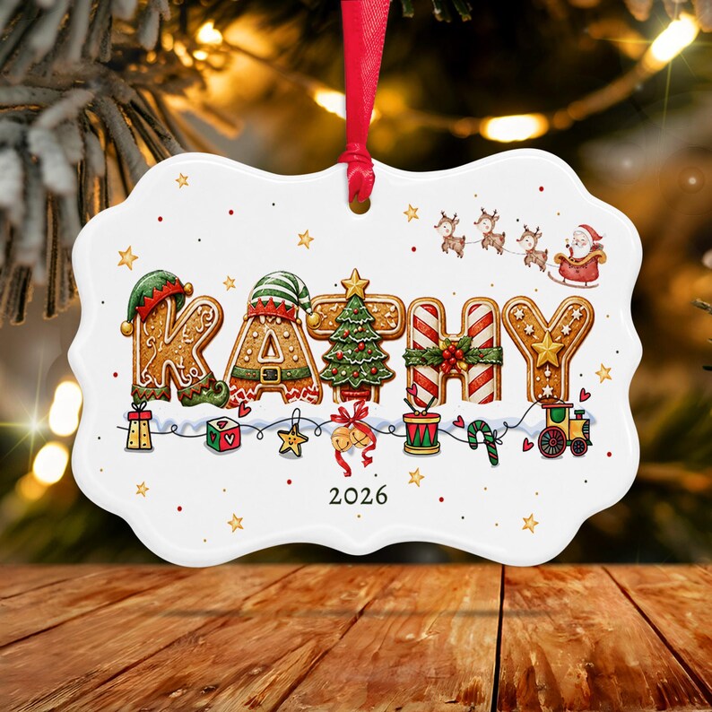 Gingerbread Alphabet Name & Year Ornament