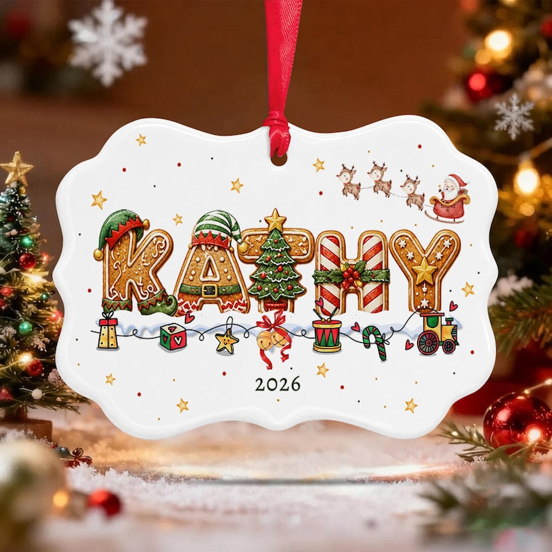 Gingerbread Alphabet Name & Year Ornament