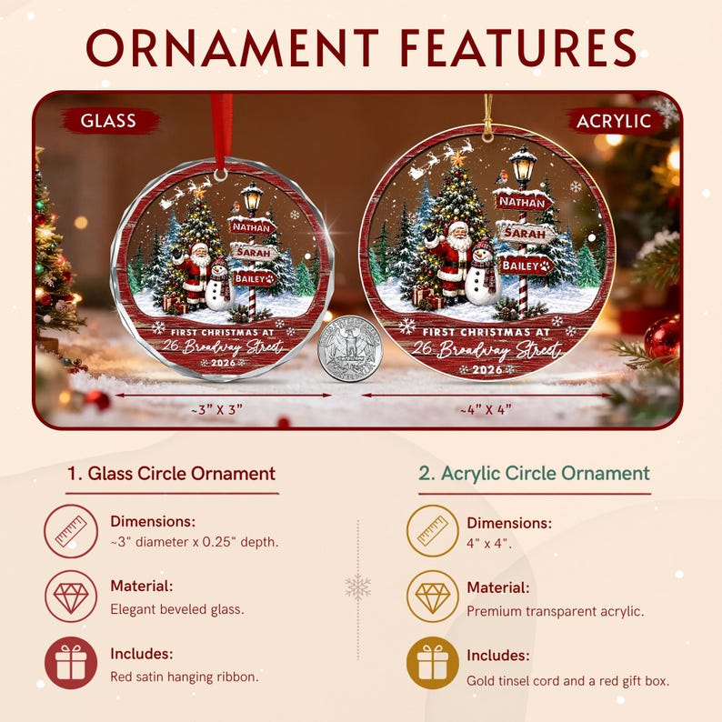 First House Family Name Address Ornament