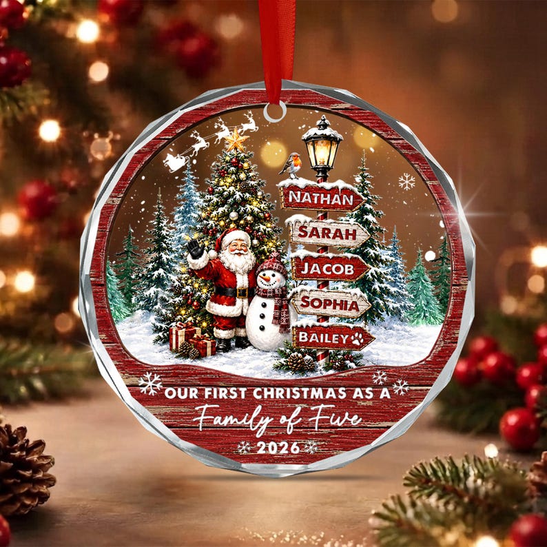Family of 4, 5 or 6 Name Ornament