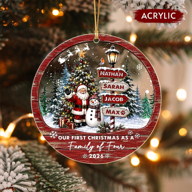 Family of 4, 5 or 6 Name Ornament