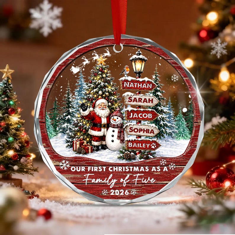 Family of 4, 5 or 6 Name Ornament