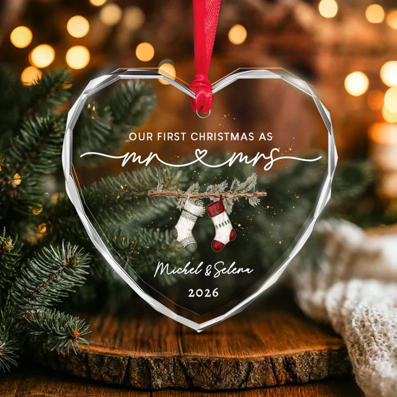 First Christmas Mr & Mrs Name & Year Ornament