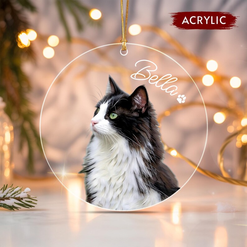 Cat Portrait Glass Pet Keepsake Ornament