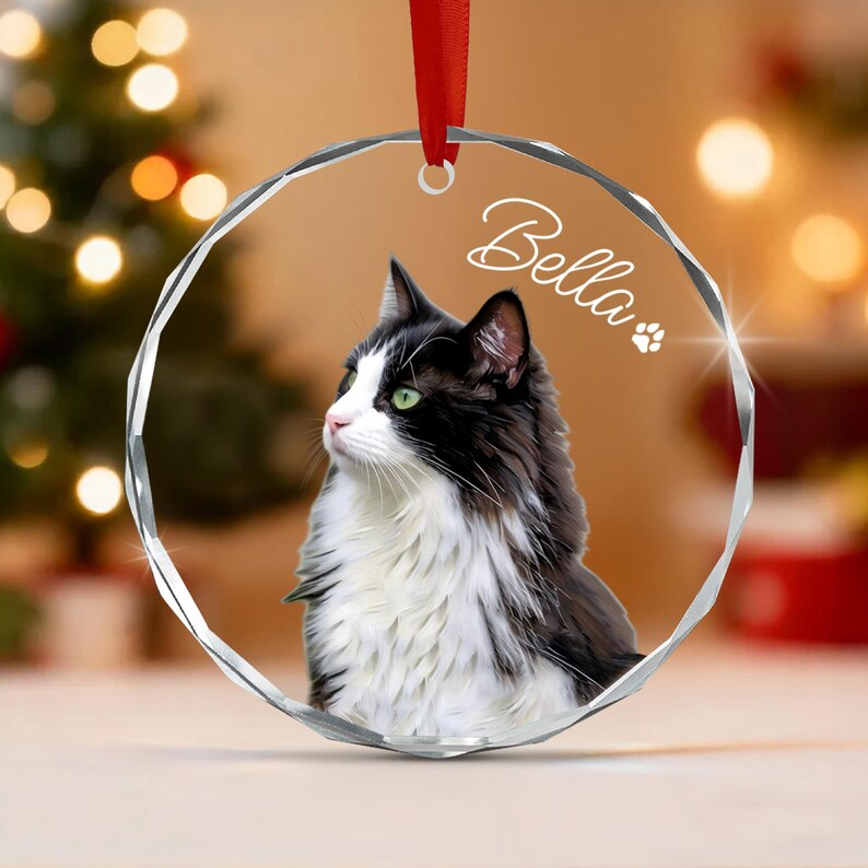 Cat Portrait Glass Pet Keepsake Ornament