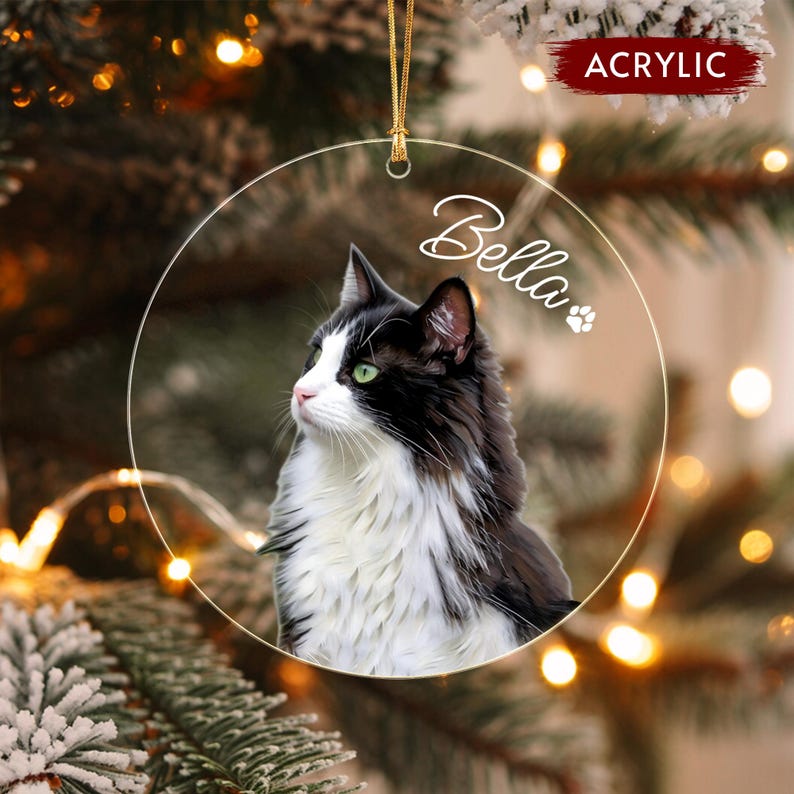 Cat Portrait Glass Pet Keepsake Ornament