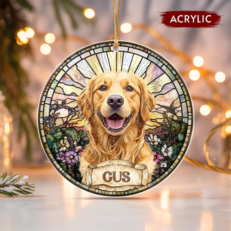 Dog Faux Stained Glass Portrait Ornament