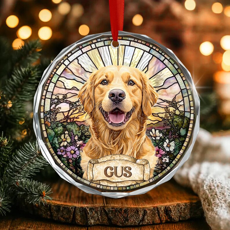 Dog Faux Stained Glass Portrait Ornament