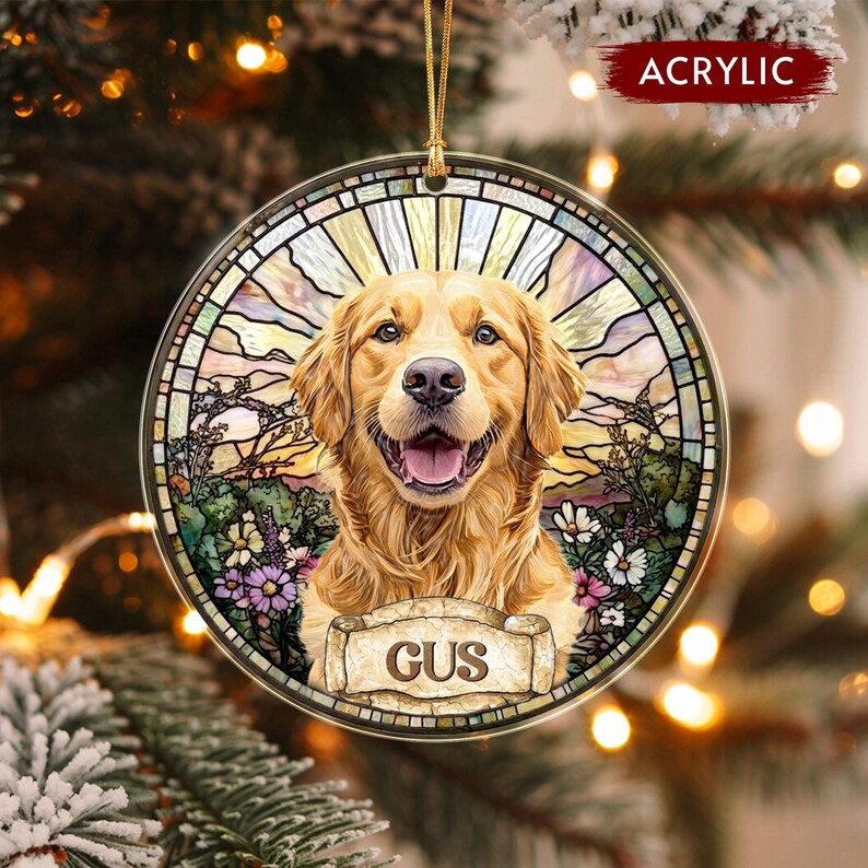 Dog Faux Stained Glass Portrait Ornament