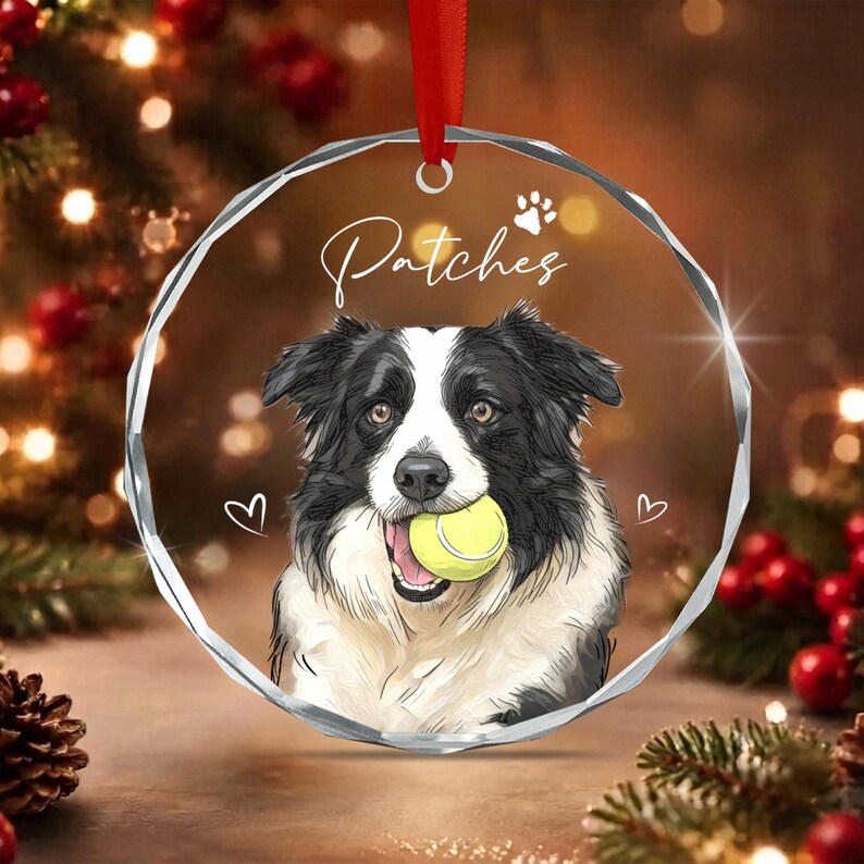 Vibrant Watercolor Dog Photo Ornament 2026
