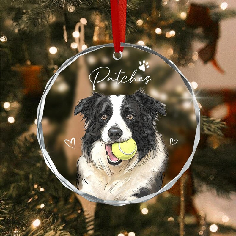 Vibrant Watercolor Dog Photo Ornament 2026