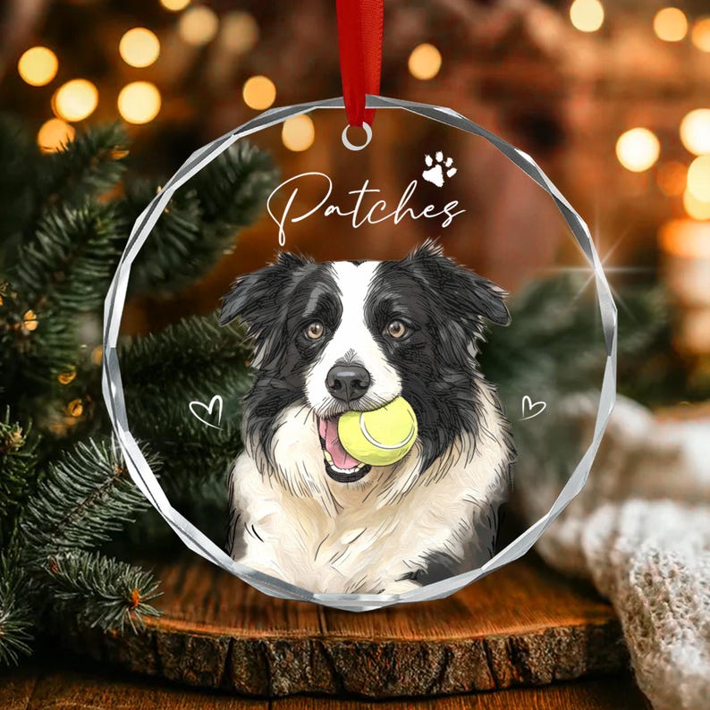 Vibrant Watercolor Dog Photo Ornament 2026