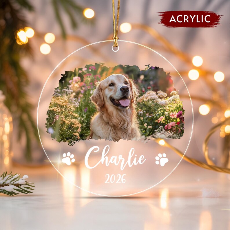 Custom Dog Photo Pet Christmas Ornament