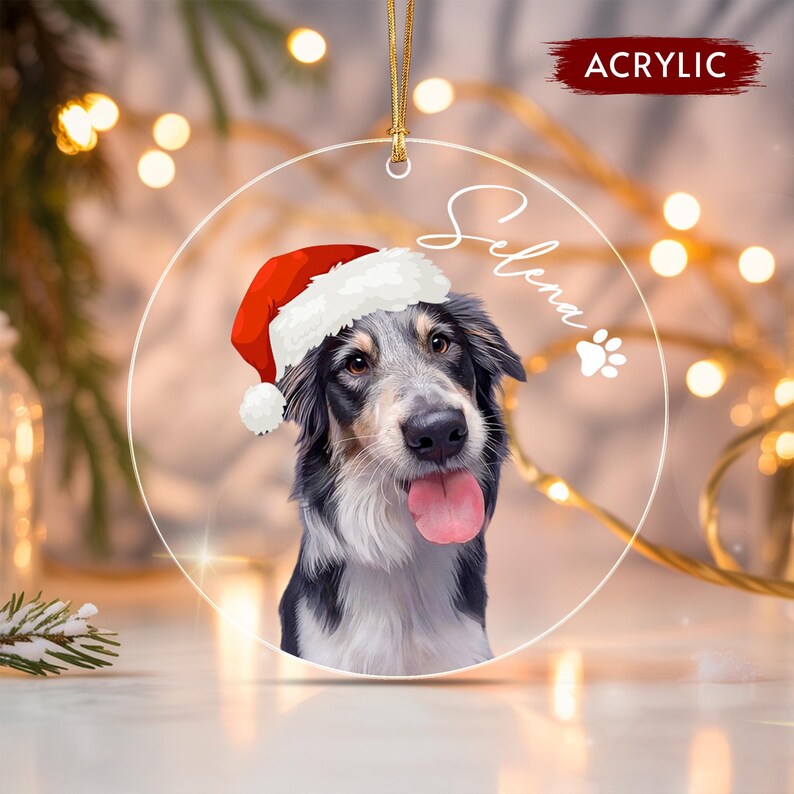 Dog Photo Glass Christmas Ornament 2026