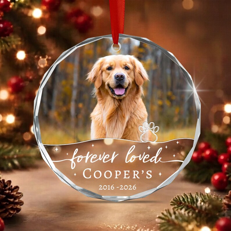 Forever Loved Dog Photo Memorial Ornament