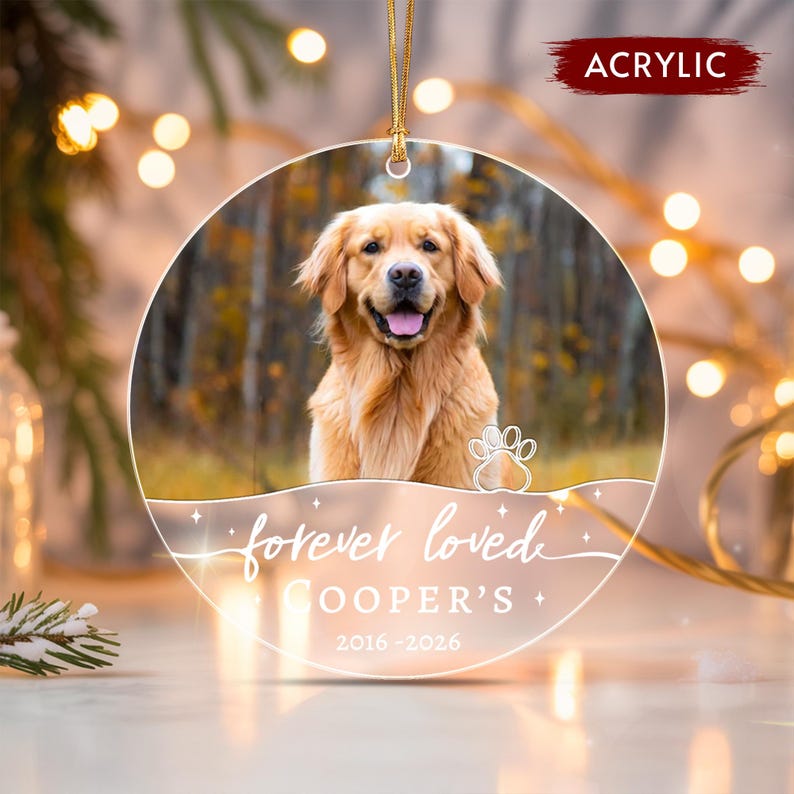 Forever Loved Dog Photo Memorial Ornament