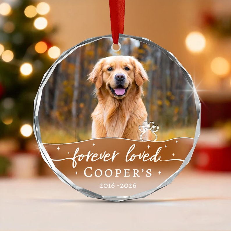 Forever Loved Dog Photo Memorial Ornament