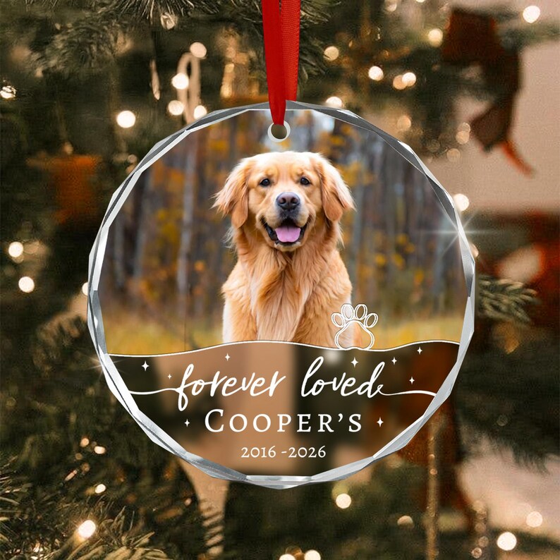 Forever Loved Dog Photo Memorial Ornament