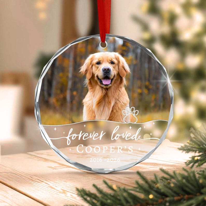 Forever Loved Dog Photo Memorial Ornament