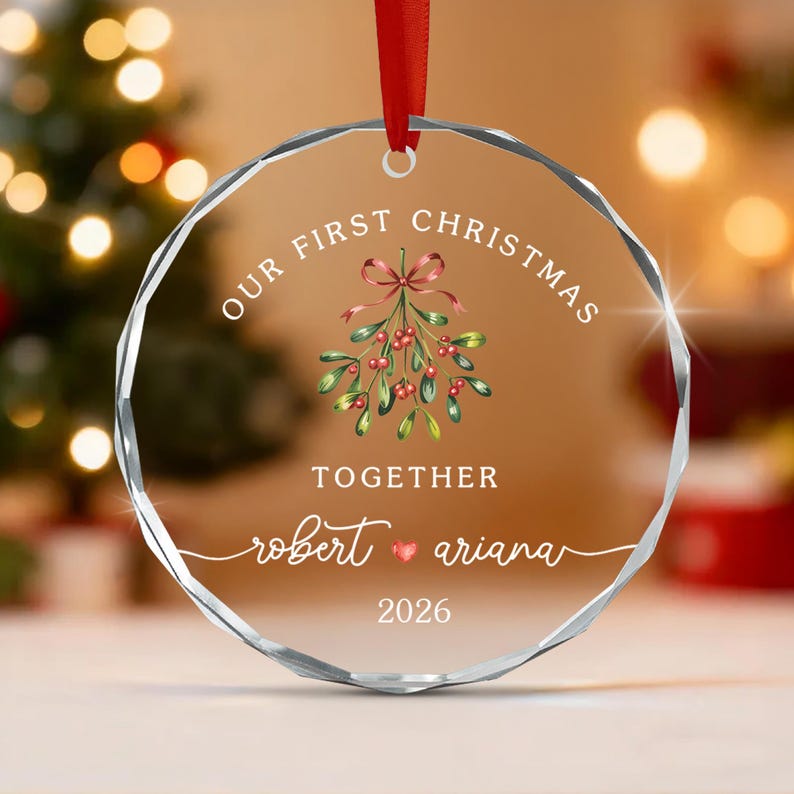 First Christmas Together Name Glass Ornament