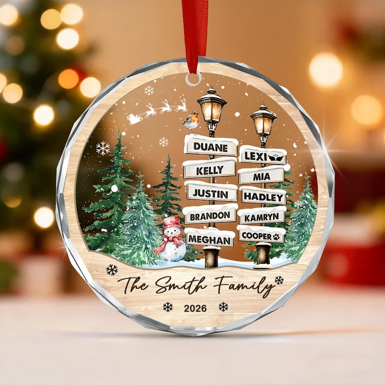 Family of 10 with Pets Name Ornament