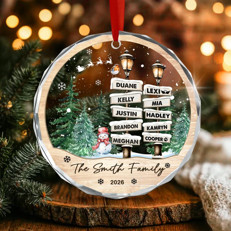 Family of 10 with Pets Name Ornament