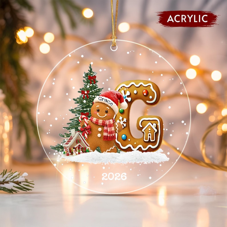 Gingerbread Alphabet Family Name Ornament