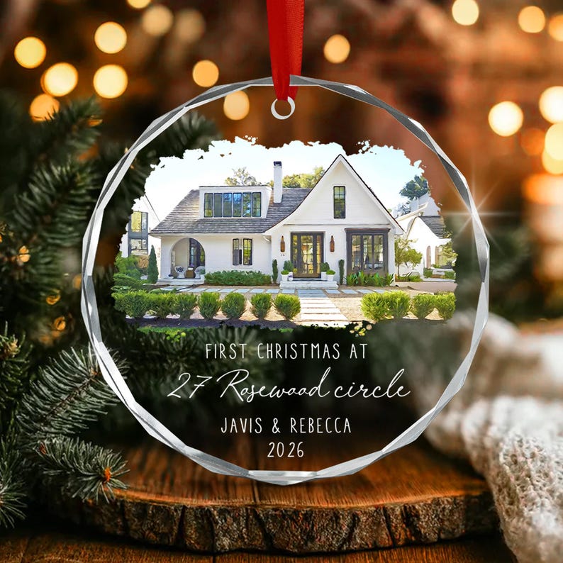 Watercolor House Address Ornament