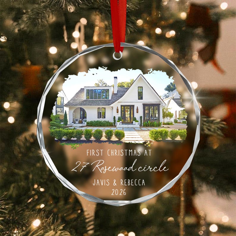 Watercolor House Address Ornament