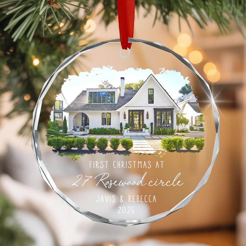 Watercolor House Address Ornament