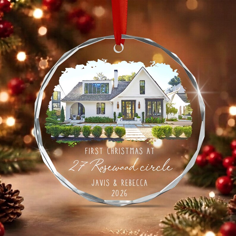 Watercolor House Address Ornament