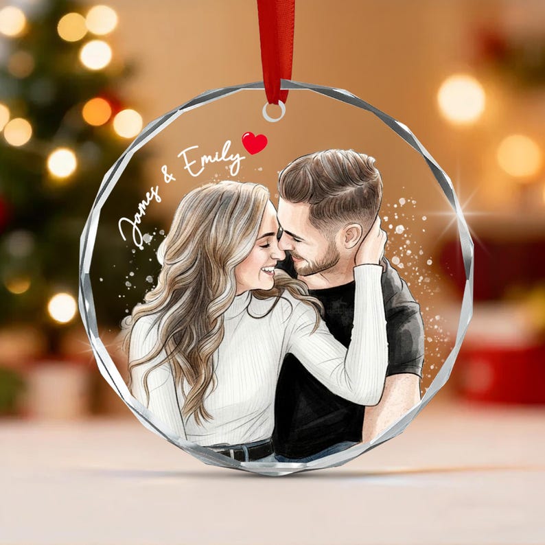 Couple Portrait Photo Christmas Ornament