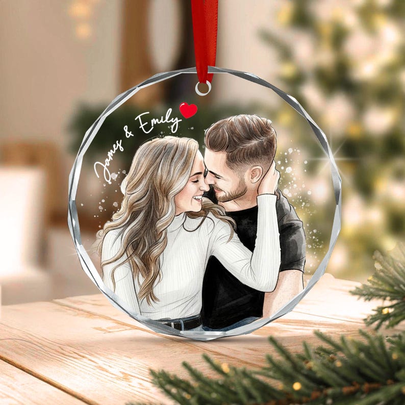 Couple Portrait Photo Christmas Ornament