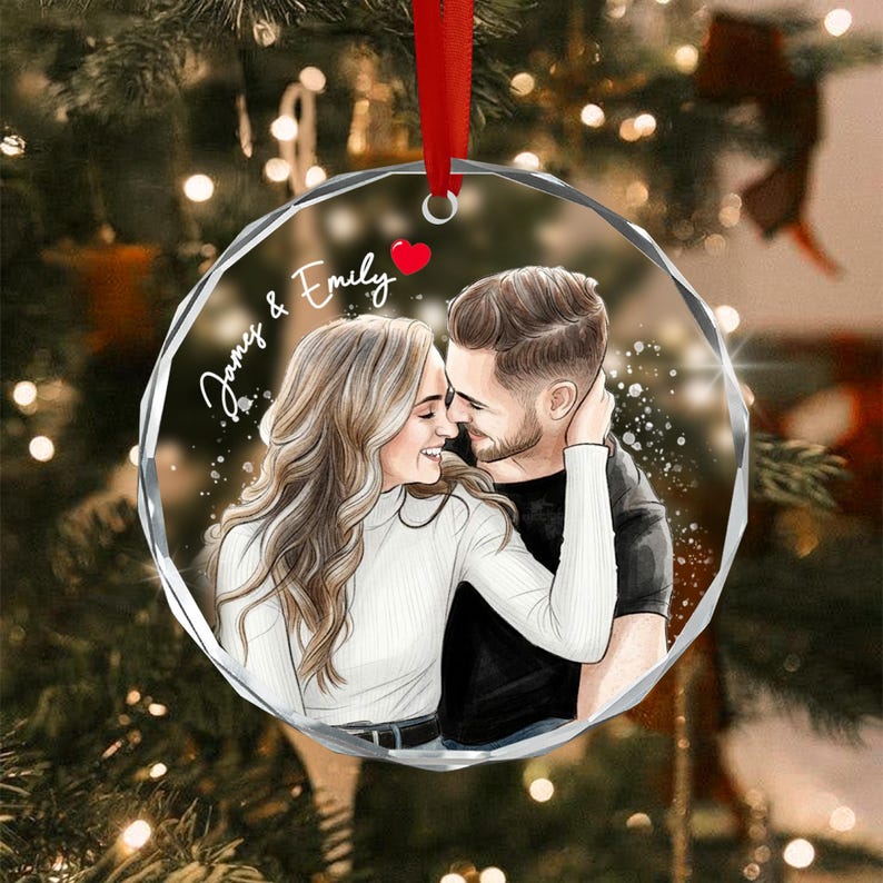 Couple Portrait Photo Christmas Ornament